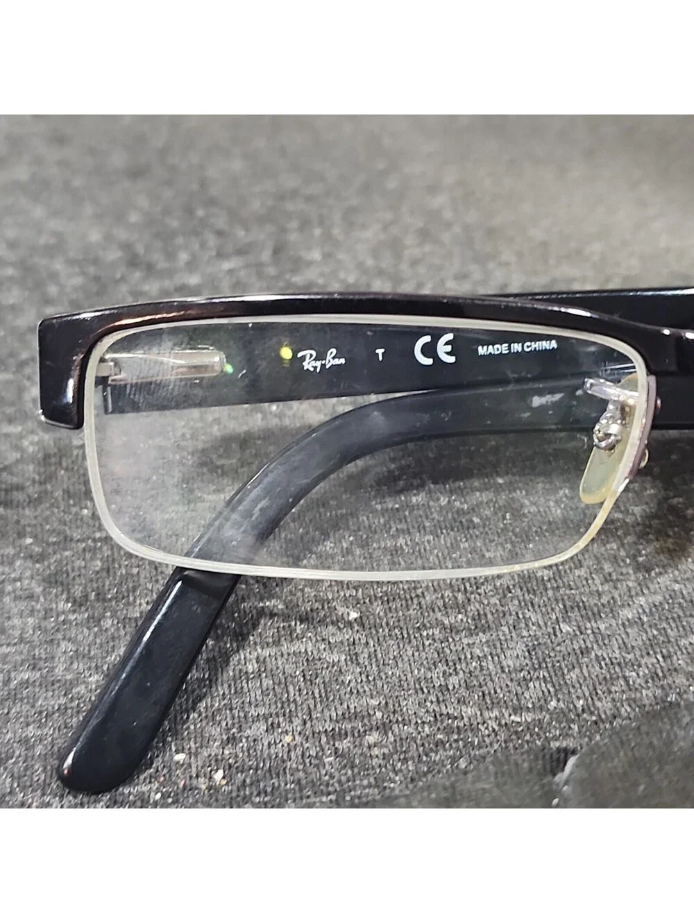 Ray Ban RB6182 2502 Rectangle Half Rim Black Eyeglasses 51-17-140